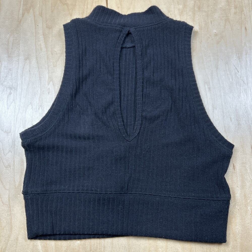 Abercrombie & Fitch Ribbed Crop Tank Top Womens XS Navy Mock Neck GC - Picture 5 of 7